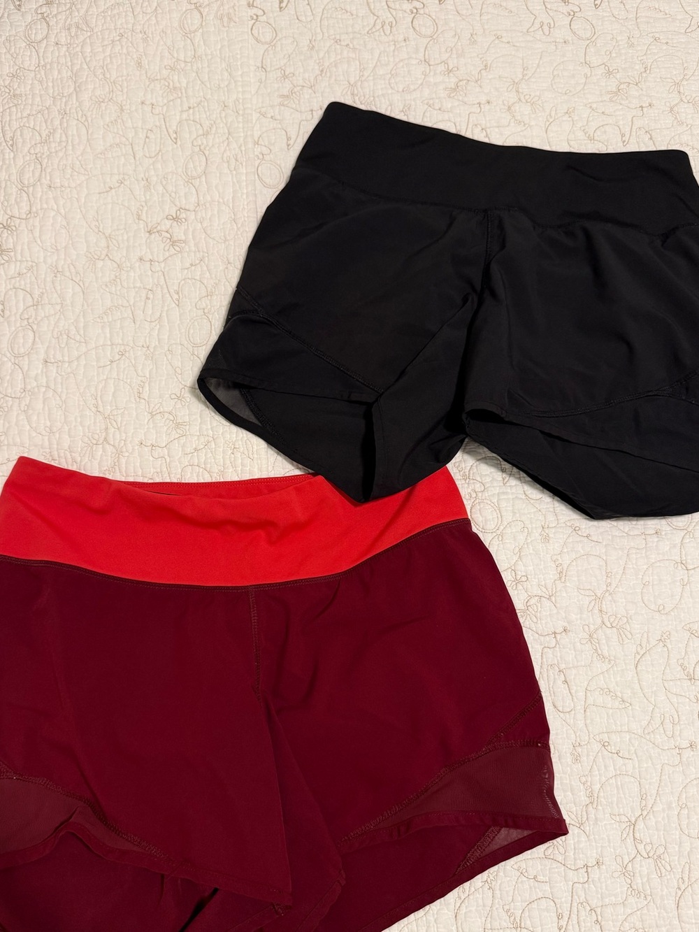 Old Navy Athletic Shorts Set - Black & Burgundy with Red Waistband